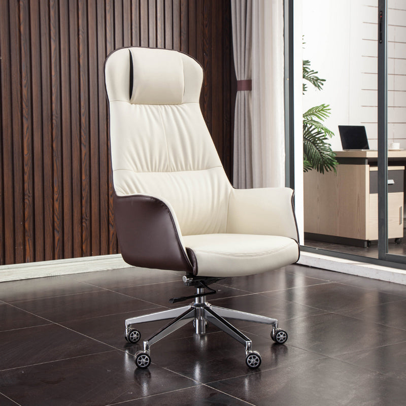 Modern Faux Leather Executive Chair High Back Armless Swivel Chair