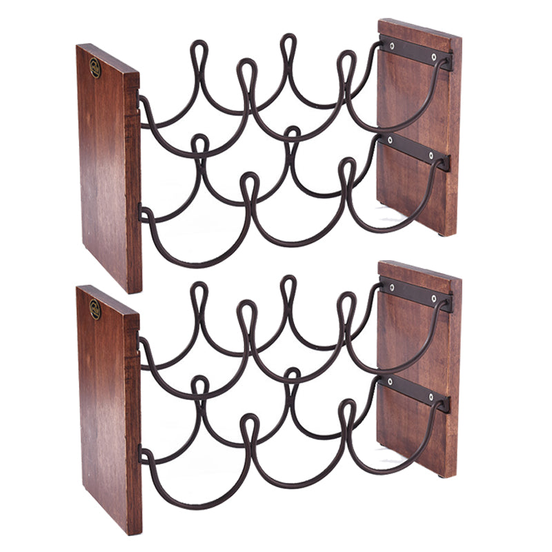 Mid-Century Modern Wine Bottle Rack Tabletop Solid Wood Bottle Holder for Kitchen