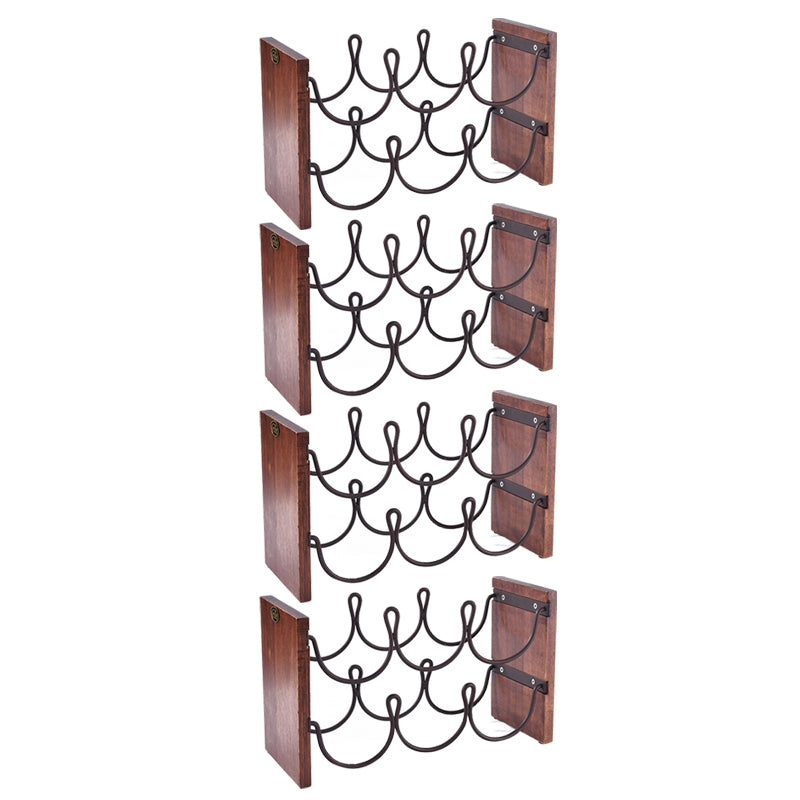 Mid-Century Modern Wine Bottle Rack Tabletop Solid Wood Bottle Holder for Kitchen