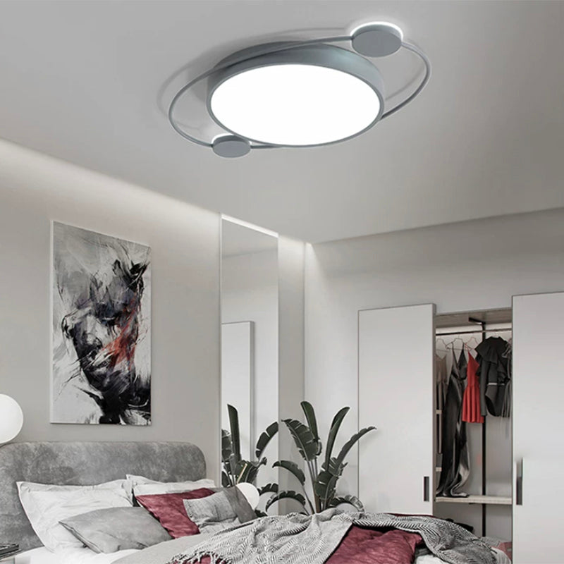 LED Gray Ceiling Light Contemporary Flush Mount Lighting for Bedroom