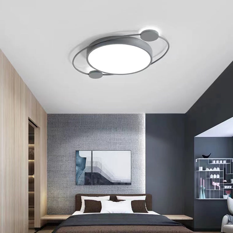 LED Gray Ceiling Light Contemporary Flush Mount Lighting for Bedroom