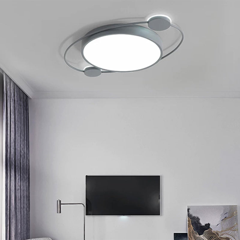 LED Gray Ceiling Light Contemporary Flush Mount Lighting for Bedroom