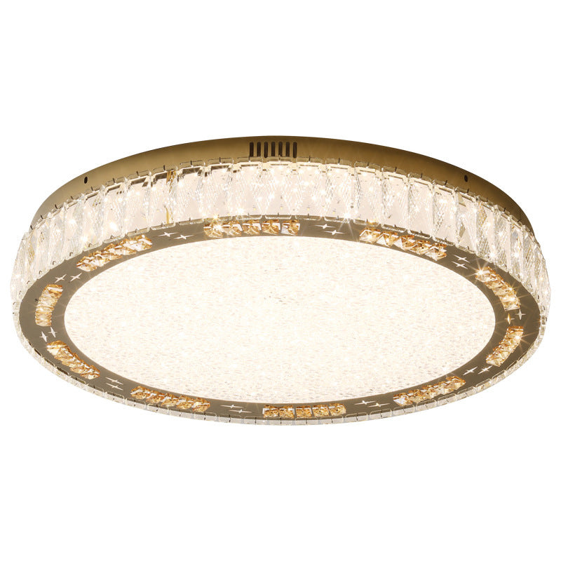 Round Interior LED Ceiling Flush Mount Light Iron and Crystal Flush