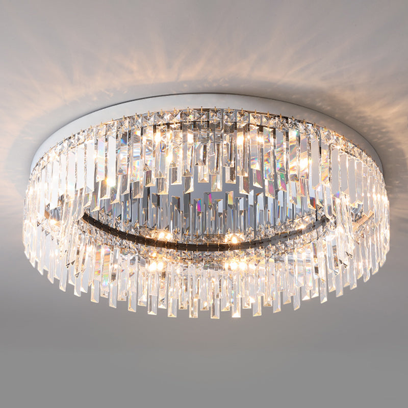 Ultra-Contemporary Flush Mount Lamp Round Ceiling Lighting with Crystal for Bedroom