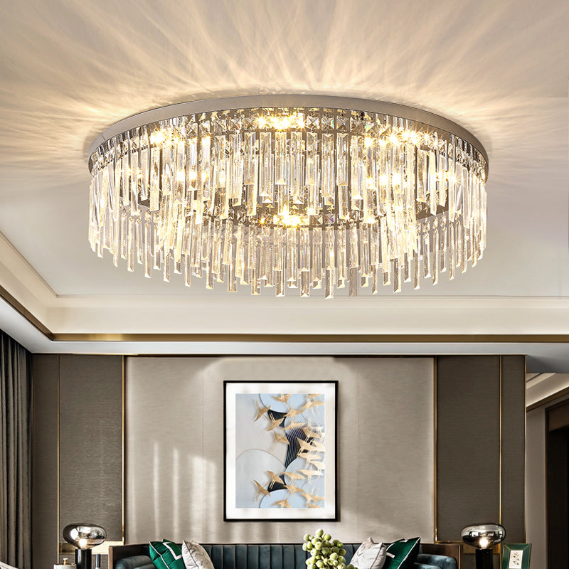 Ultra-Contemporary Flush Mount Lamp Round Ceiling Lighting with Crystal for Bedroom