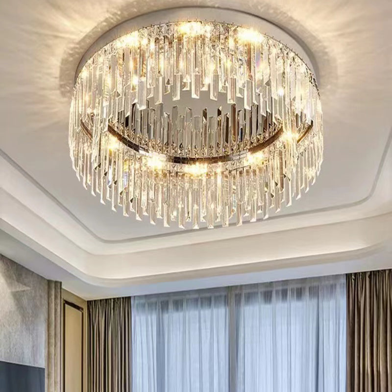 Ultra-Contemporary Flush Mount Lamp Round Ceiling Lighting with Crystal for Bedroom