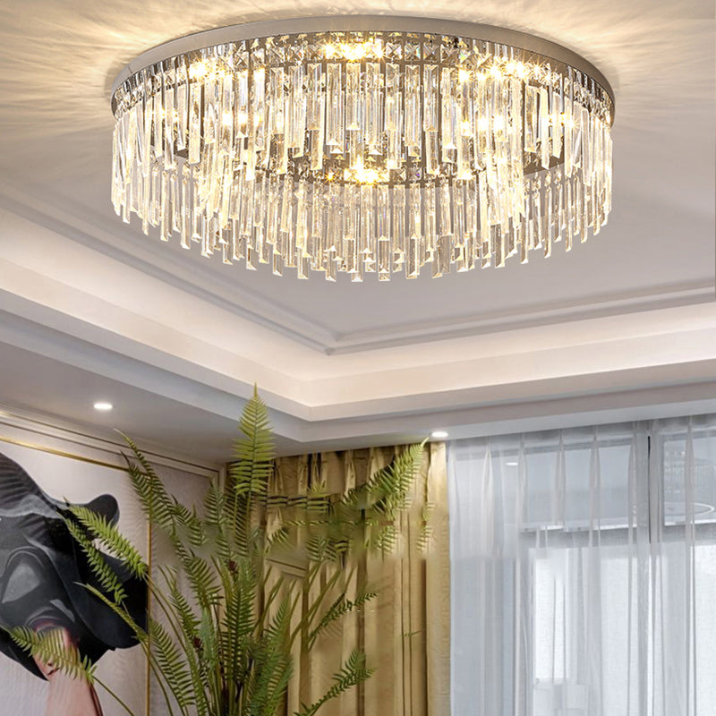 Ultra-Contemporary Flush Mount Lamp Round Ceiling Lighting with Crystal for Bedroom