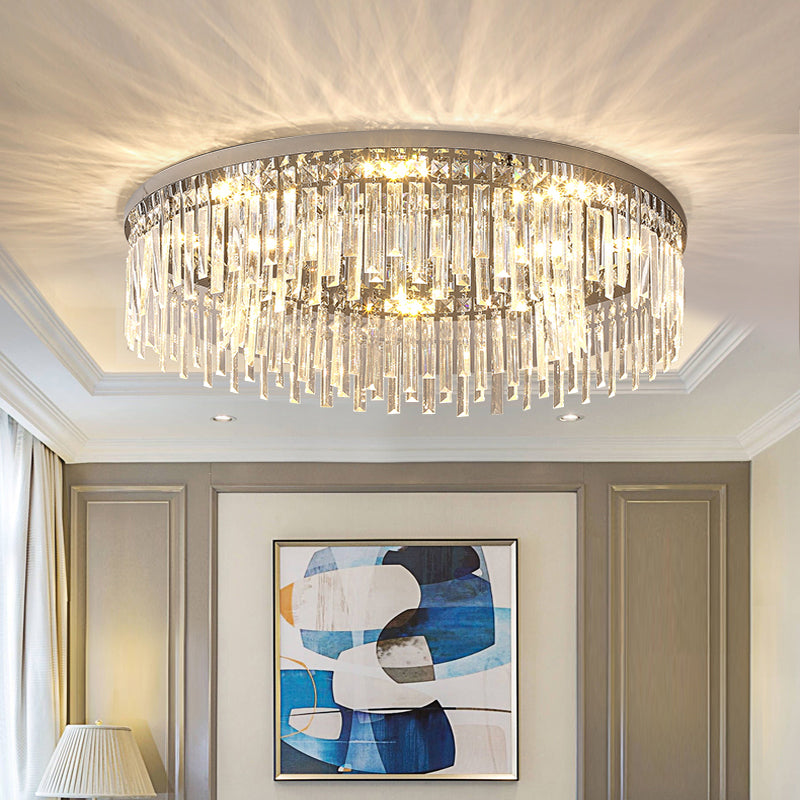 Ultra-Contemporary Flush Mount Lamp Round Ceiling Lighting with Crystal for Bedroom