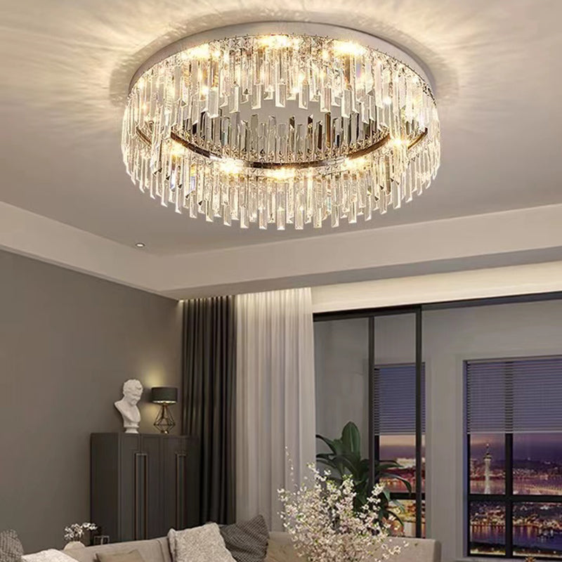 Ultra-Contemporary Flush Mount Lamp Round Ceiling Lighting with Crystal for Bedroom