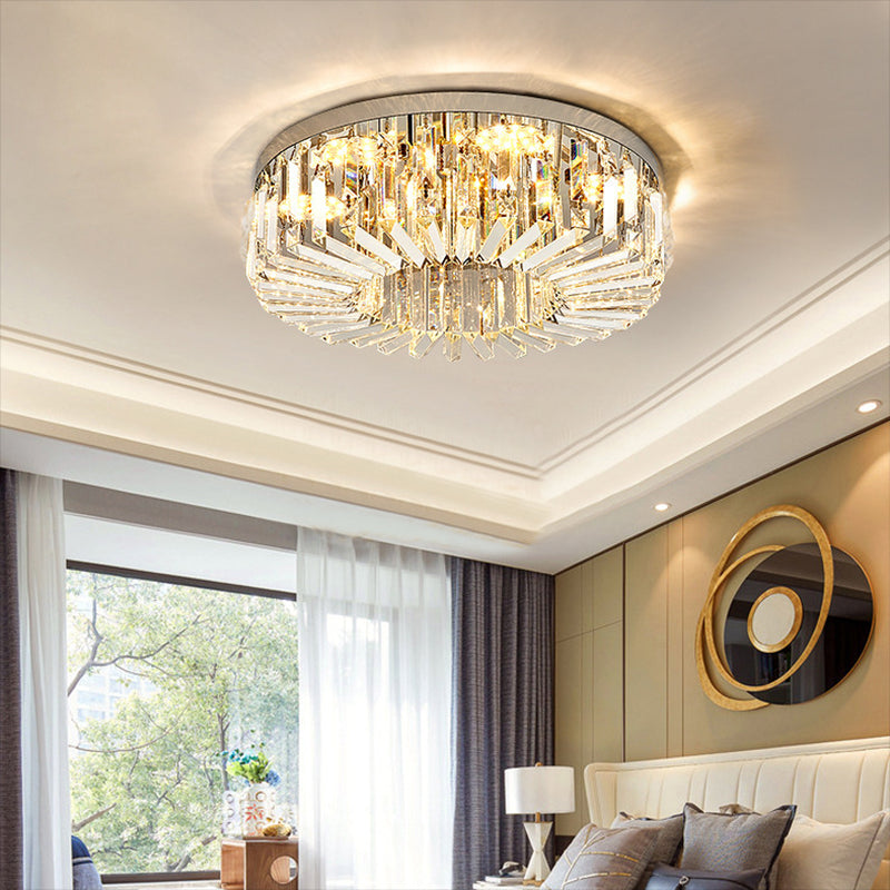 Modern Flush Mount Lamp Round Ceiling Lighting with Crystal for Bedroom