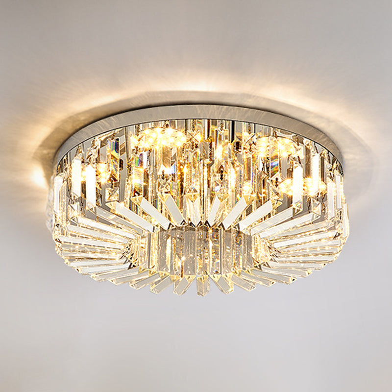 Modern Flush Mount Lamp Round Ceiling Lighting with Crystal for Bedroom