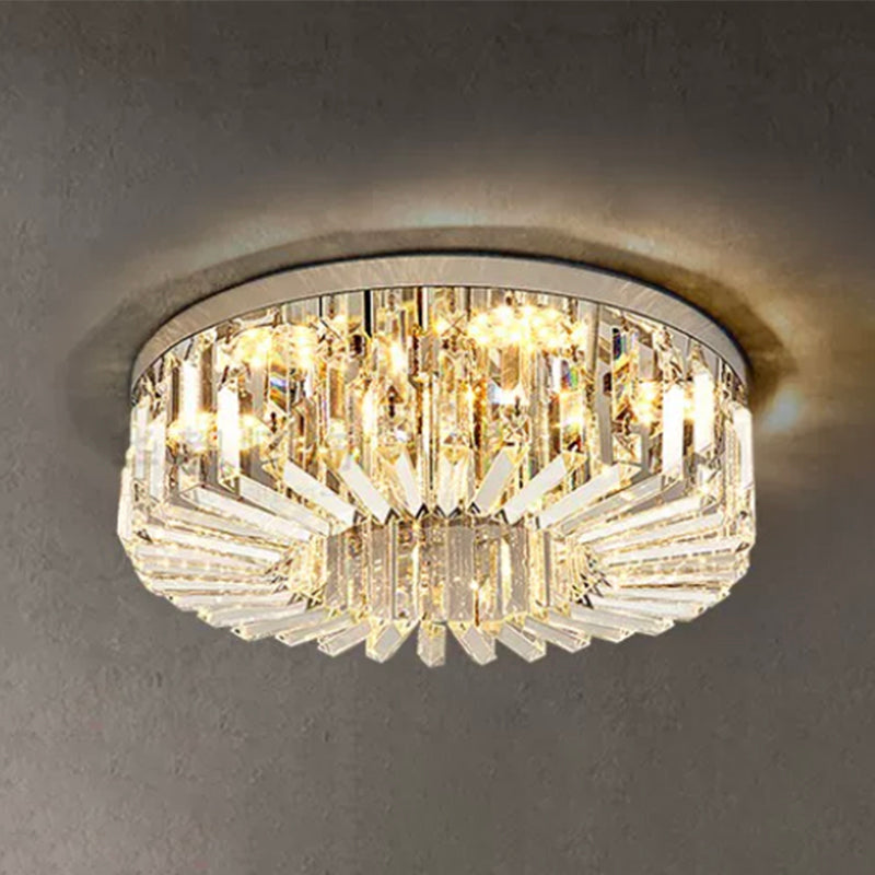 Modern Flush Mount Lamp Round Ceiling Lighting with Crystal for Bedroom