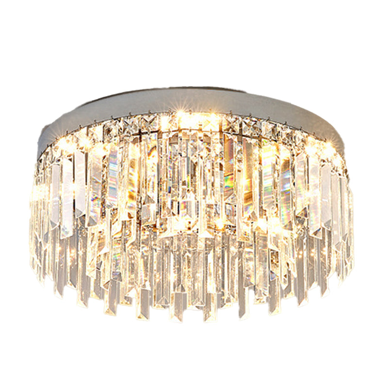 Modern Flush Mount Lamp Circle Ceiling Lighting with Crystal for Bedroom