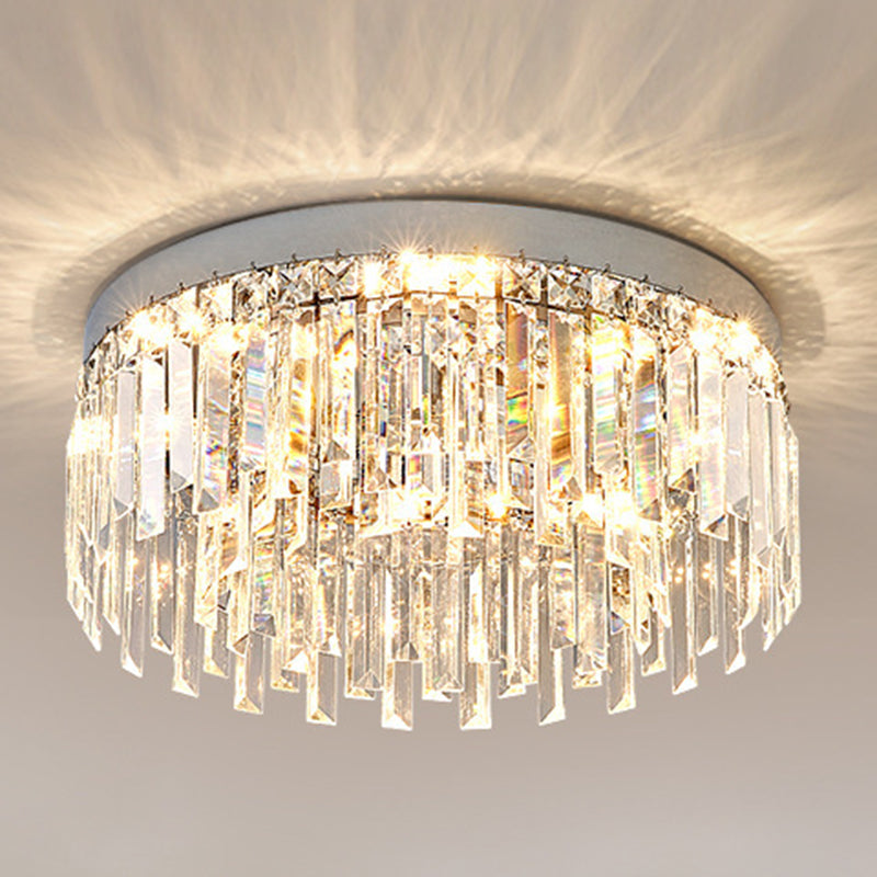 Modern Flush Mount Lamp Circle Ceiling Lighting with Crystal for Bedroom