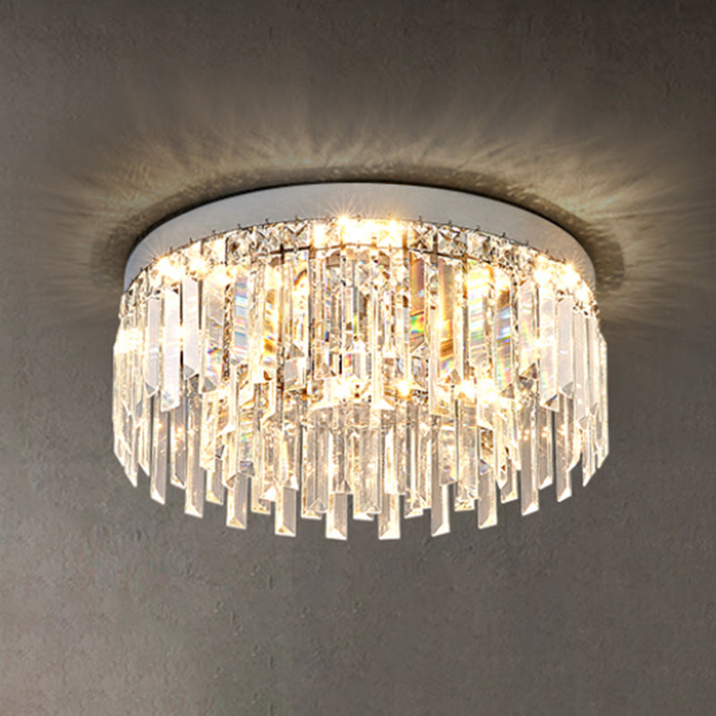 Modern Flush Mount Lamp Circle Ceiling Lighting with Crystal for Bedroom