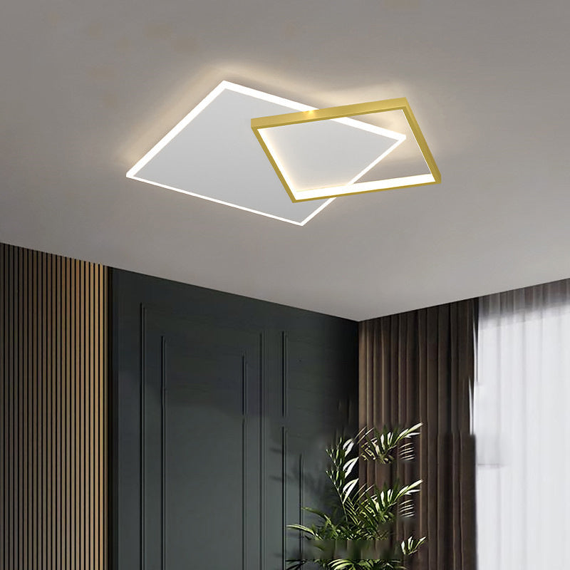 Modern Metal Flush Mount Geometric Shape Ceiling Light with Acrylic Shade