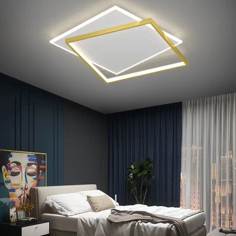 Modern Metal Flush Mount Geometric Shape Ceiling Light with Acrylic Shade