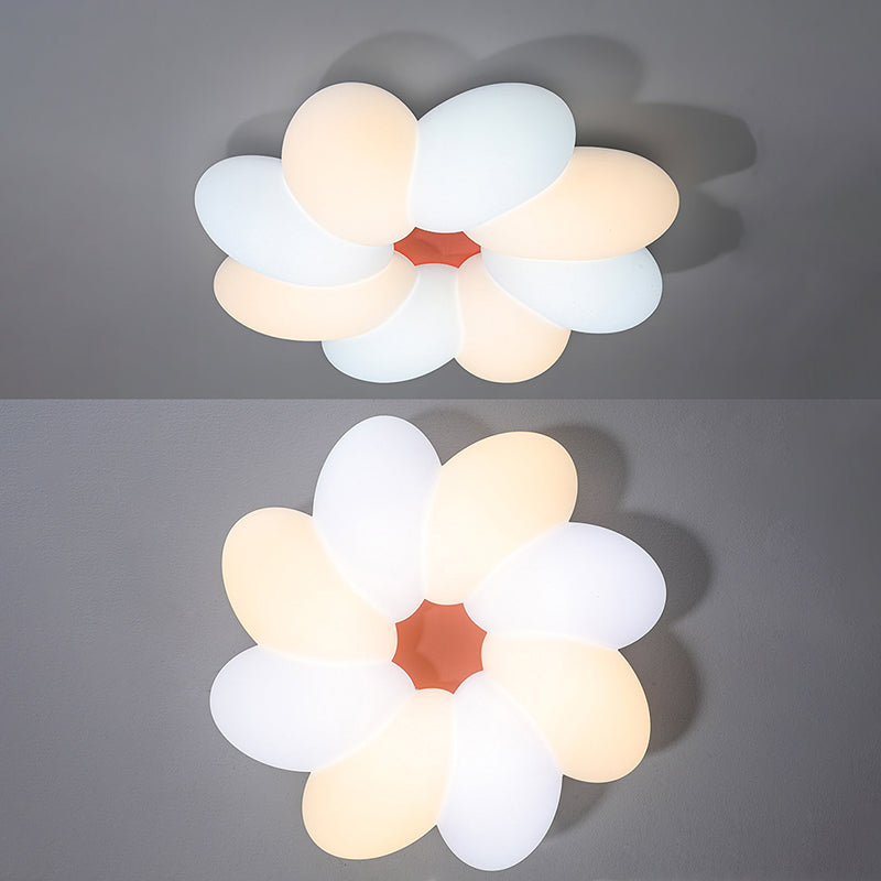 LED Modern Metal Flush Mount Flower Shape Ceiling Light with Acrylic Shade for Bedroom