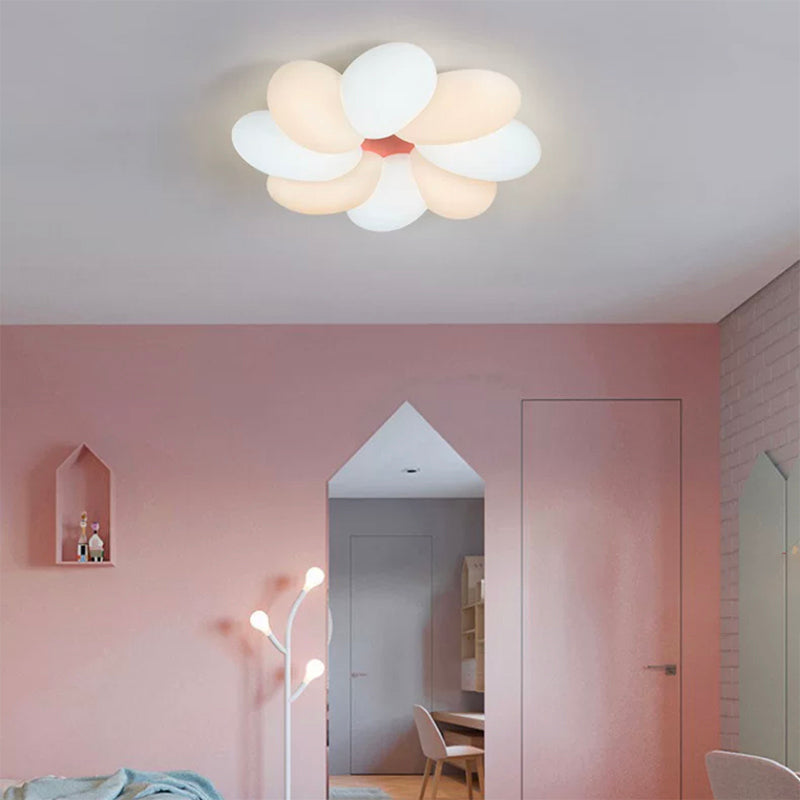 LED Modern Metal Flush Mount Flower Shape Ceiling Light with Acrylic Shade for Bedroom