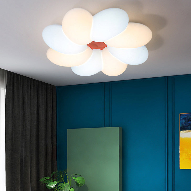 LED Modern Metal Flush Mount Flower Shape Ceiling Light with Acrylic Shade for Bedroom