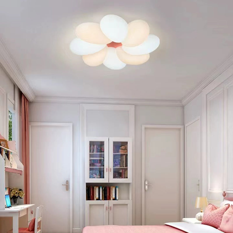 LED Modern Metal Flush Mount Flower Shape Ceiling Light with Acrylic Shade for Bedroom