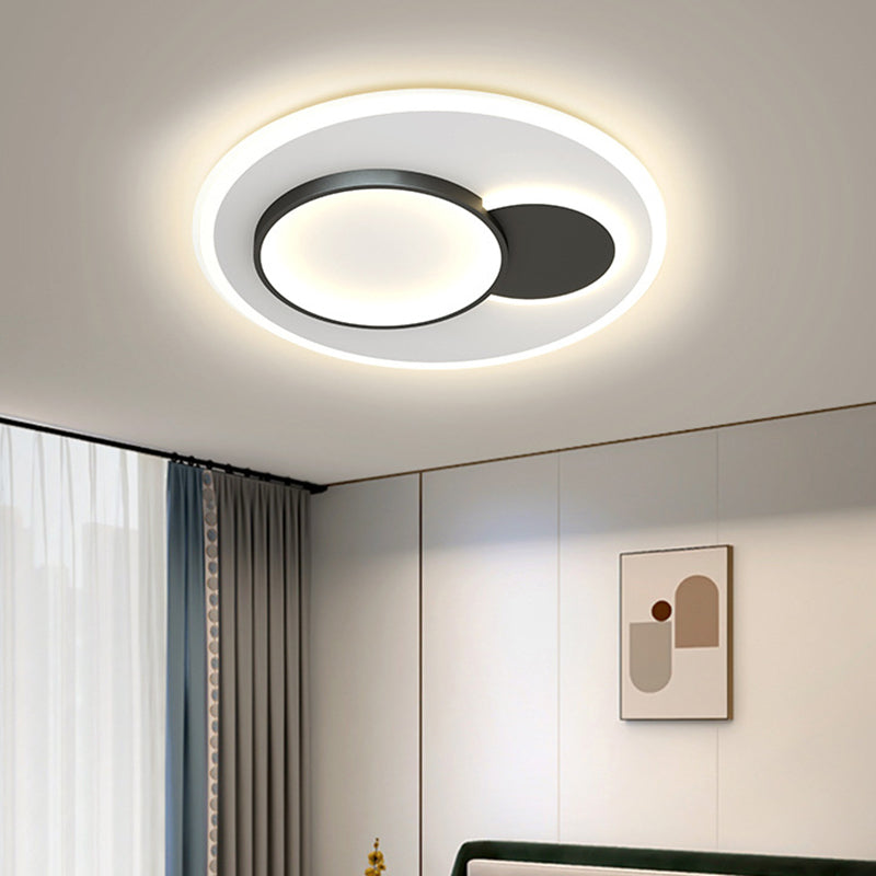 Modern LED Metal Flush Mount Geometric Shape Ceiling Light with Acrylic Shade