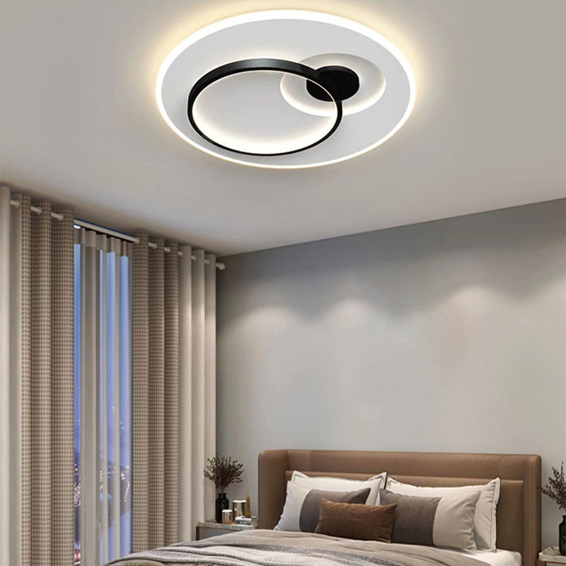 Modern LED Metal Flush Mount Geometric Shape Ceiling Light with Acrylic Shade