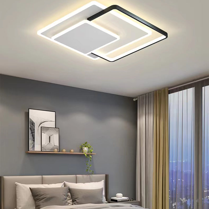 Modern LED Metal Flush Mount Geometric Shape Ceiling Light with Acrylic Shade