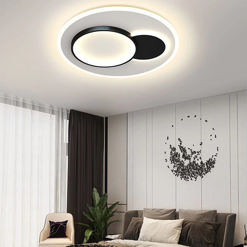 Modern LED Metal Flush Mount Geometric Shape Ceiling Light with Acrylic Shade