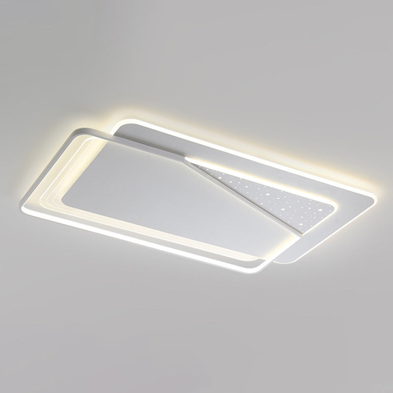 Modern LED Metal Flush Mount Geometric Shape Ceiling Light with Acrylic Shade for Bedroom