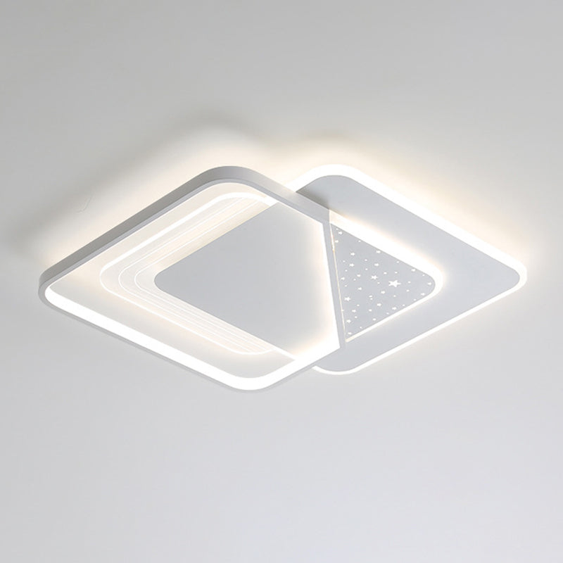 Modern LED Metal Flush Mount Geometric Shape Ceiling Light with Acrylic Shade for Bedroom