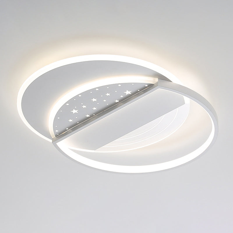 Modern LED Metal Flush Mount Geometric Shape Ceiling Light with Acrylic Shade for Bedroom