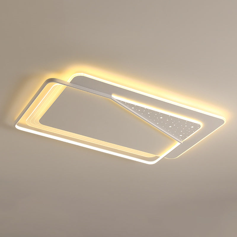 Modern LED Metal Flush Mount Geometric Shape Ceiling Light with Acrylic Shade for Bedroom