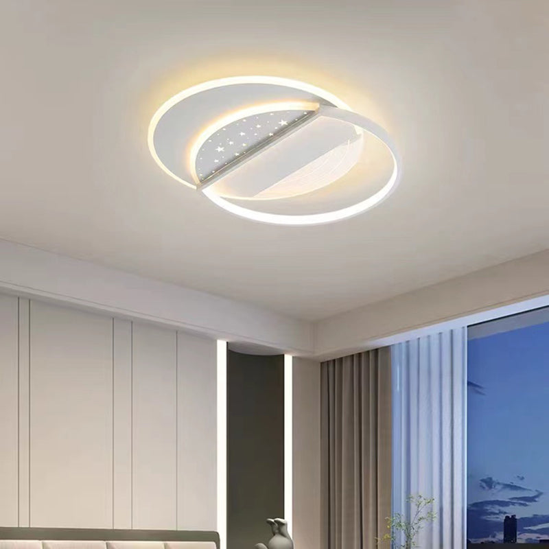 Modern LED Metal Flush Mount Geometric Shape Ceiling Light with Acrylic Shade for Bedroom