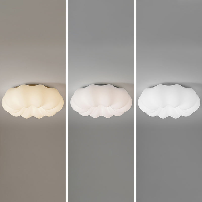 LED Modern Metal Flush Mount Cloud Shape Ceiling Light with Plastic Shade for Bedroom