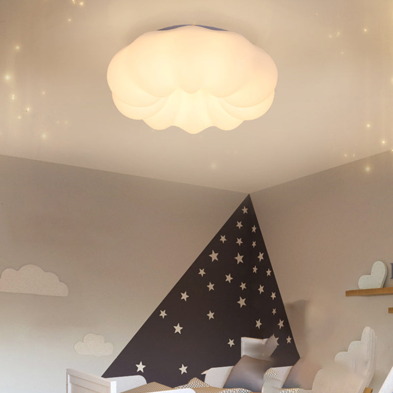 LED Modern Metal Flush Mount Cloud Shape Ceiling Light with Plastic Shade for Bedroom