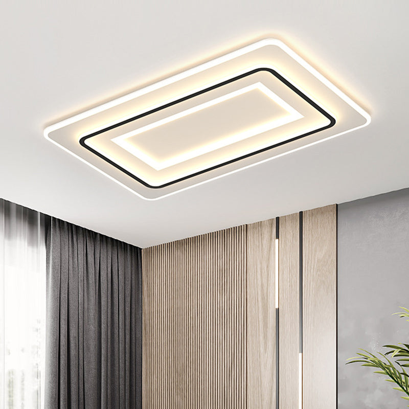 Modern LED Metal Flush Mount Rectangle Shape Ceiling Light with Acrylic Shade for Bedroom