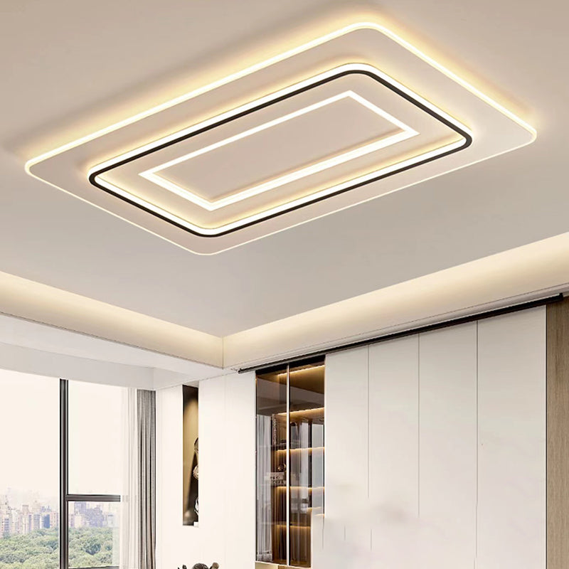 Modern LED Metal Flush Mount Rectangle Shape Ceiling Light with Acrylic Shade for Bedroom