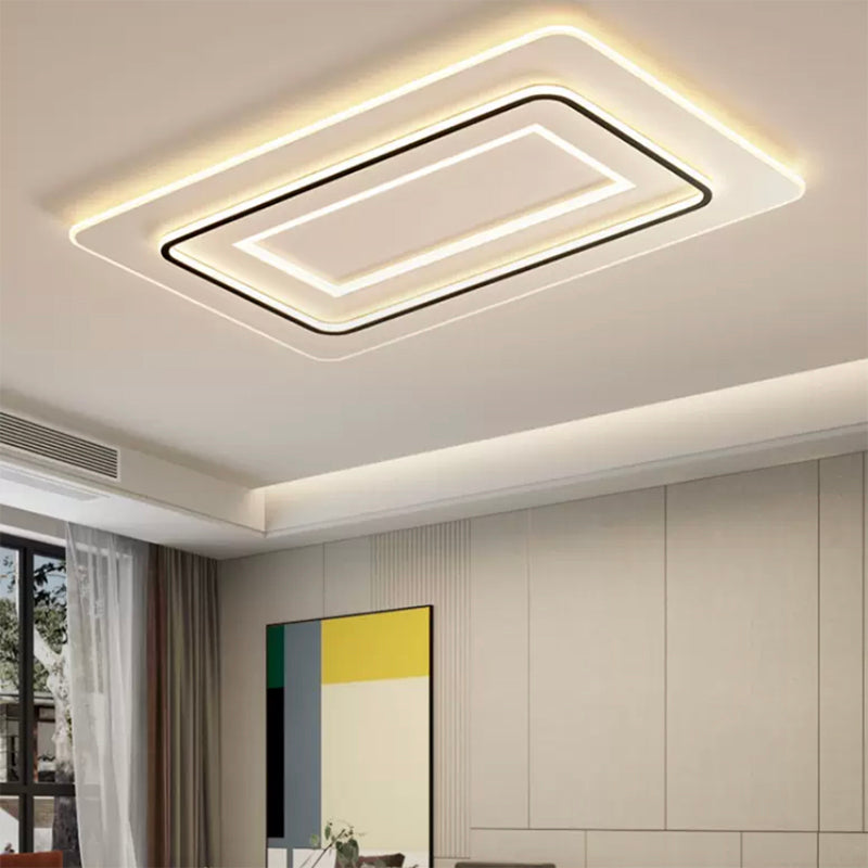 Modern LED Metal Flush Mount Rectangle Shape Ceiling Light with Acrylic Shade for Bedroom