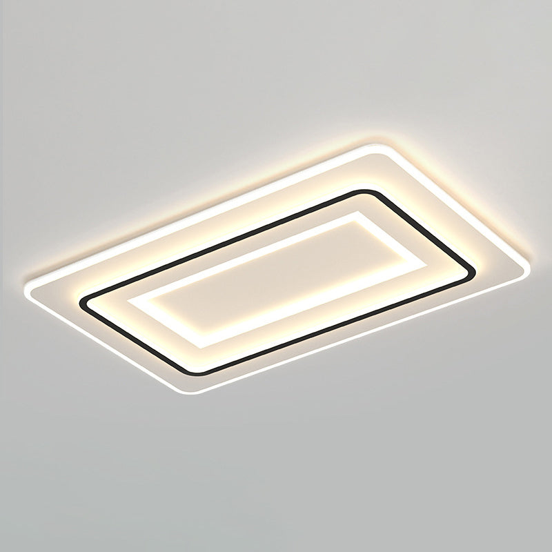 Modern LED Metal Flush Mount Rectangle Shape Ceiling Light with Acrylic Shade for Bedroom