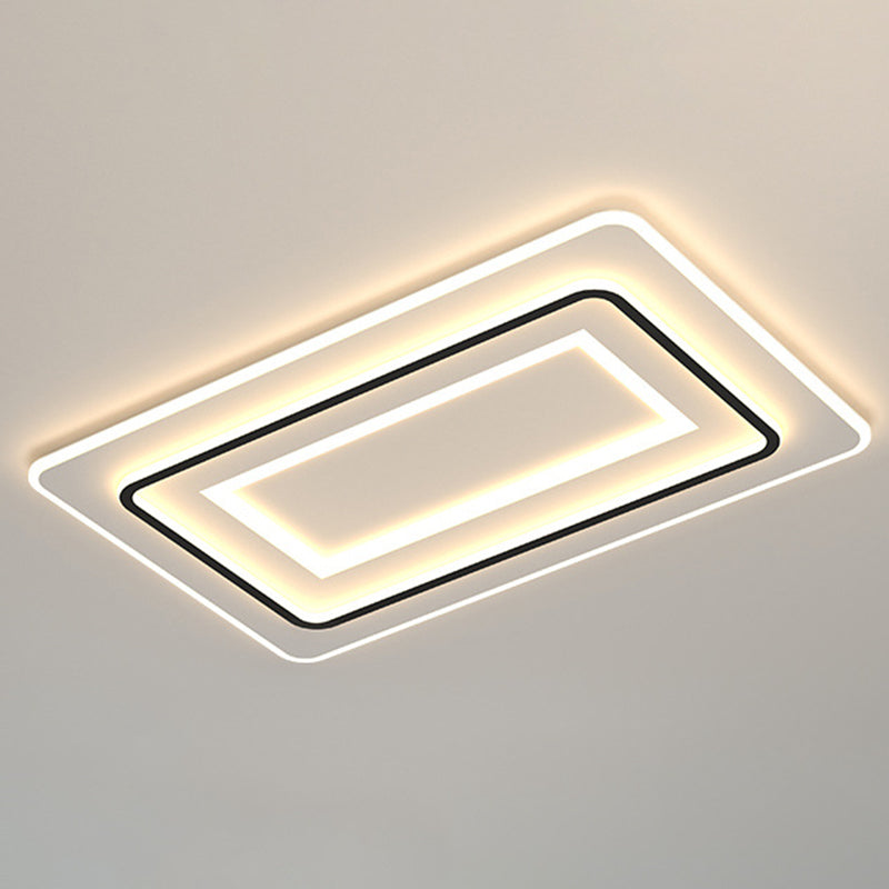 Modern LED Metal Flush Mount Rectangle Shape Ceiling Light with Acrylic Shade for Bedroom