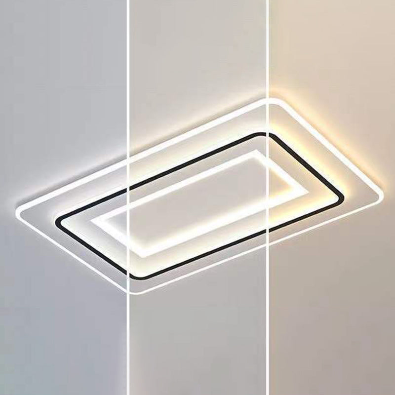 Modern LED Metal Flush Mount Rectangle Shape Ceiling Light with Acrylic Shade for Bedroom