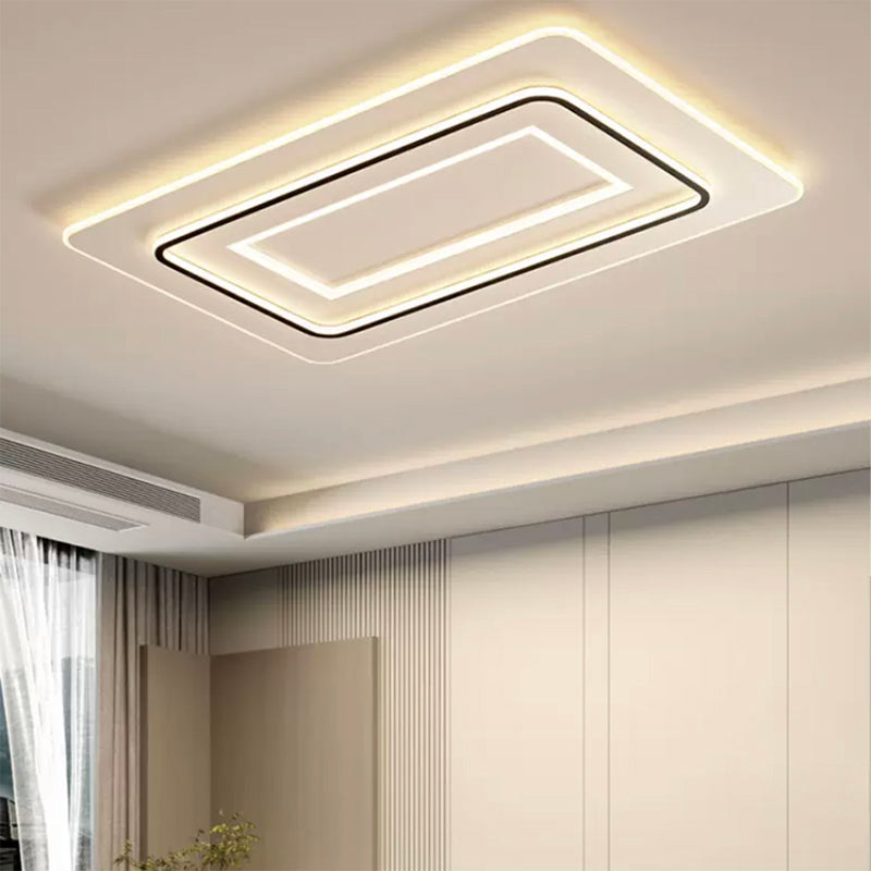 Modern LED Metal Flush Mount Rectangle Shape Ceiling Light with Acrylic Shade for Bedroom