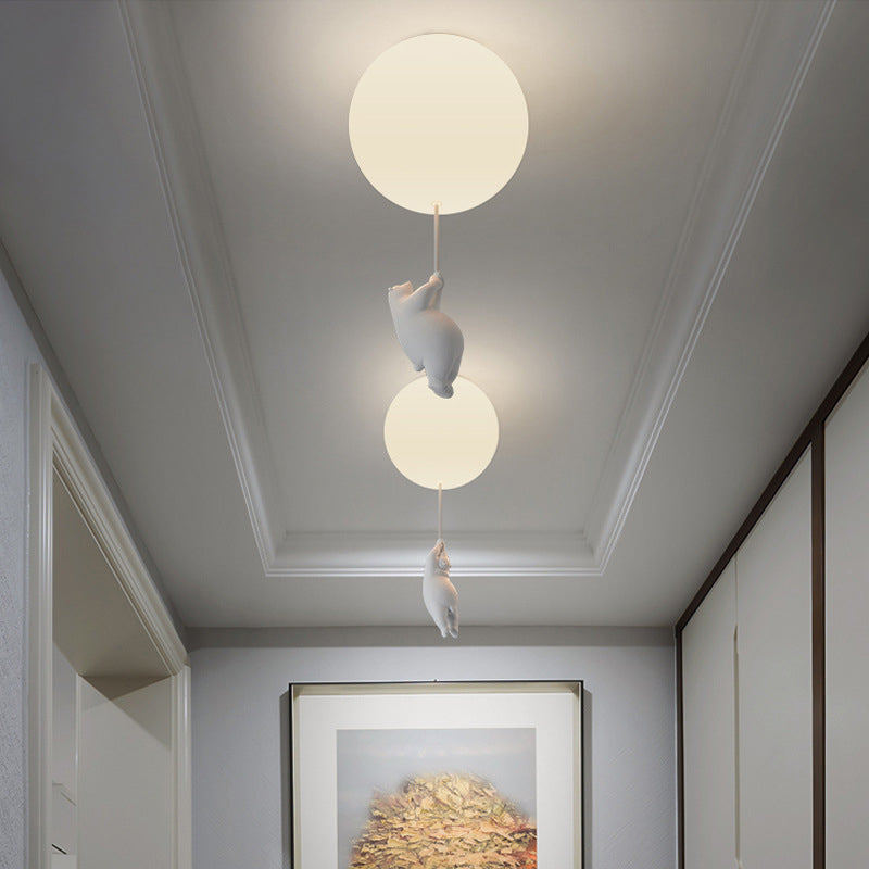 LED Modern Resin Flush Mount Ball Shape Ceiling Light with Acrylic Shade for Living Room