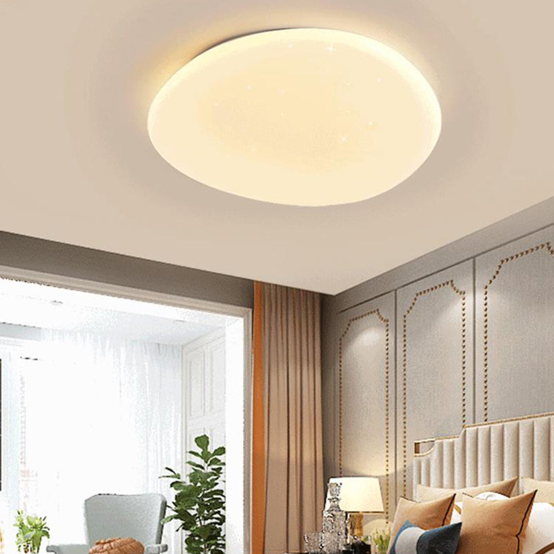 Modern Metal Flush Mount Cobblestone Shape Ceiling Light with Acrylic Shade for Bedroom