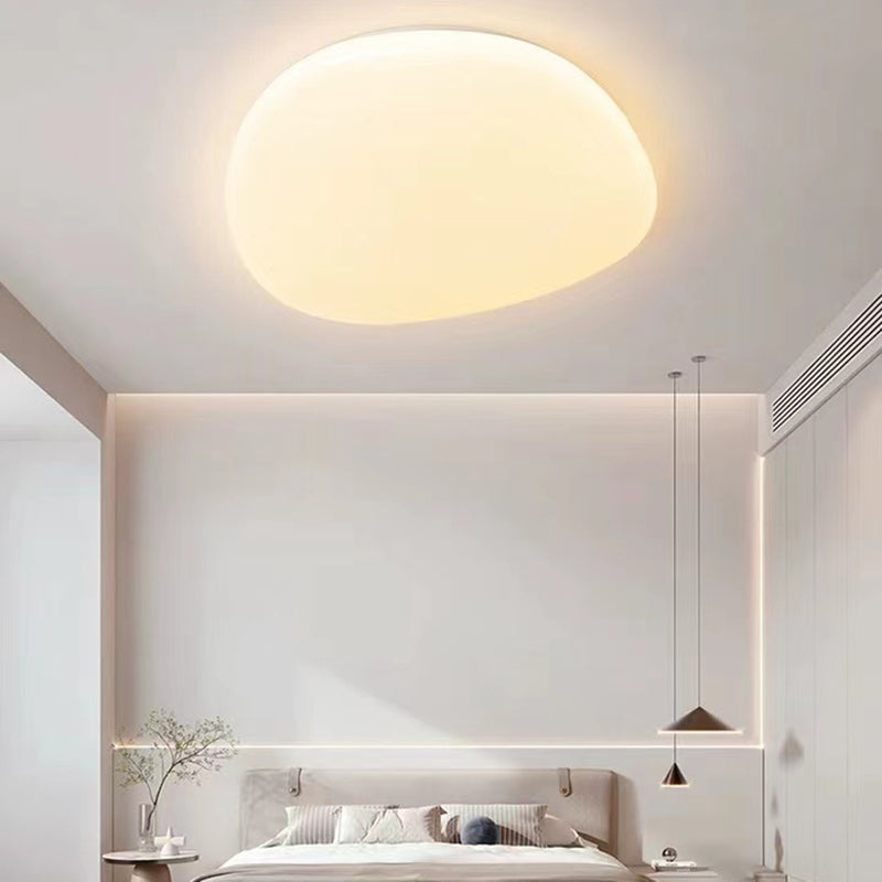 Modern Metal Flush Mount Cobblestone Shape Ceiling Light with Acrylic Shade for Bedroom