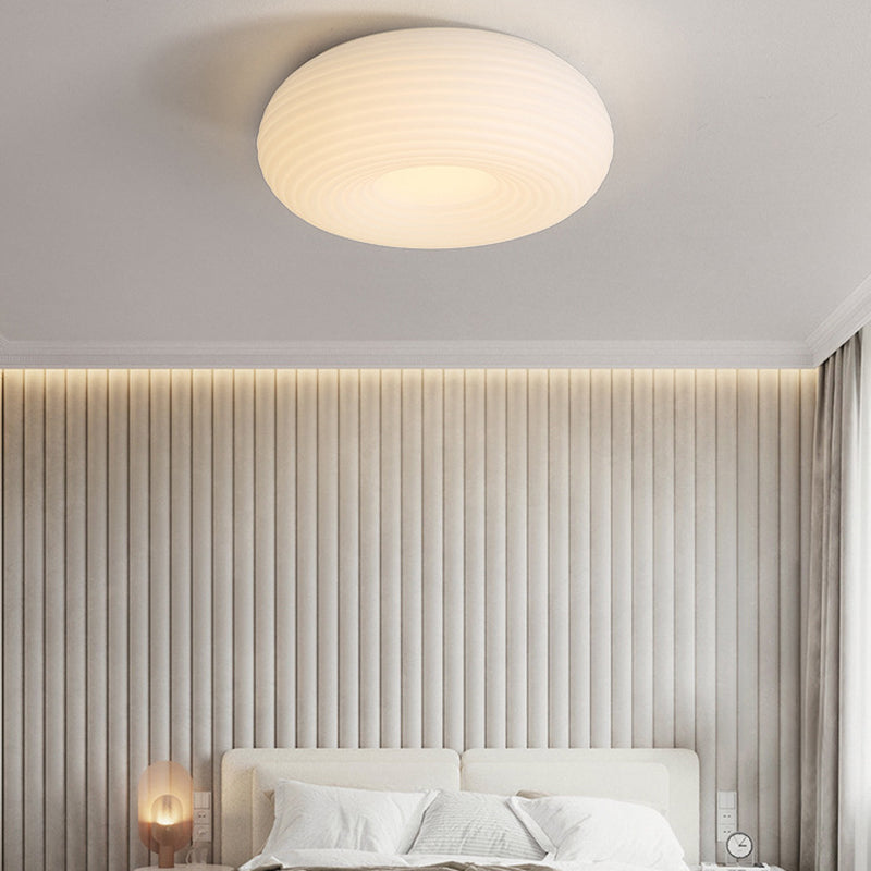 LED Modern Metal Flush Mount Circle Shape Ceiling Light with Plastic Shade for Living Room