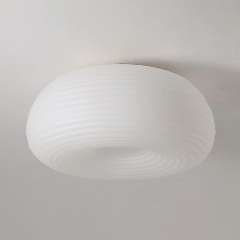 LED Modern Metal Flush Mount Circle Shape Ceiling Light with Plastic Shade for Living Room