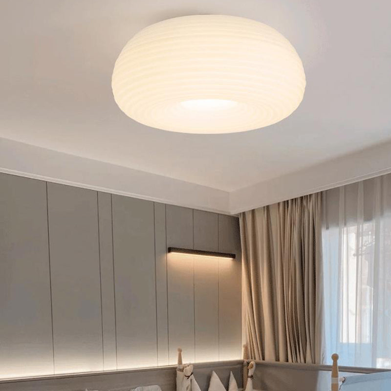 LED Modern Metal Flush Mount Circle Shape Ceiling Light with Plastic Shade for Living Room