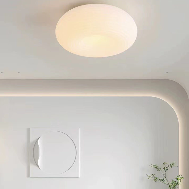 LED Modern Metal Flush Mount Circle Shape Ceiling Light with Plastic Shade for Living Room